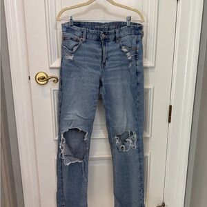 American Eagle Outfitters Women's Light Blue Distressed Jeans